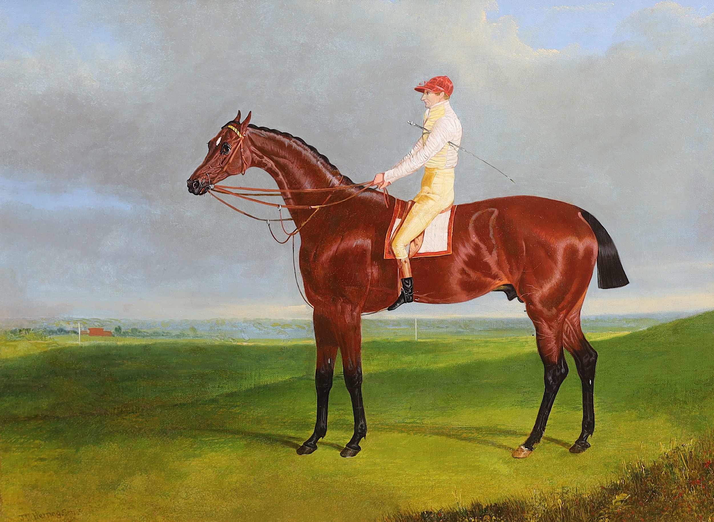 John Frederick Herring Snr. (English, 1795-1865), Racehorse with jockey up, oil on canvas, 34 x 47cm